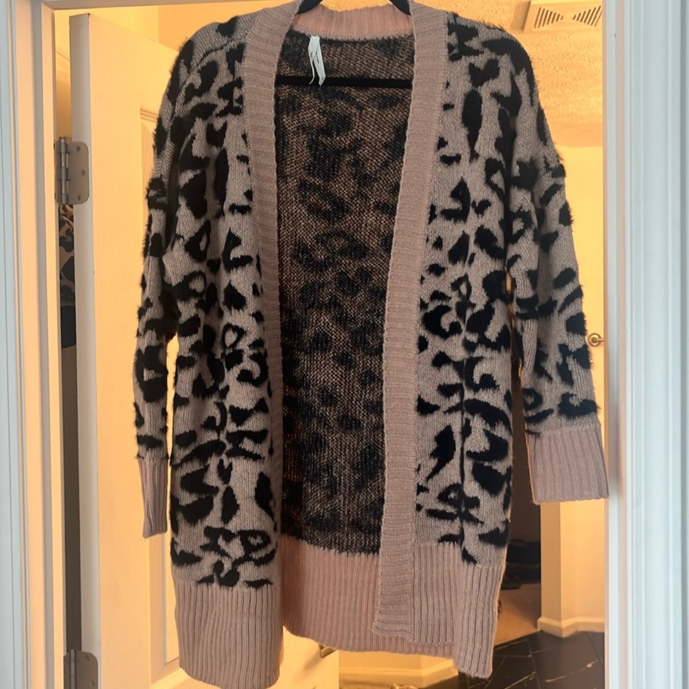 Leopard Dreamers by debut open front cardigan, size small